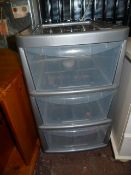 Plastic Three Drawer Storage Chest