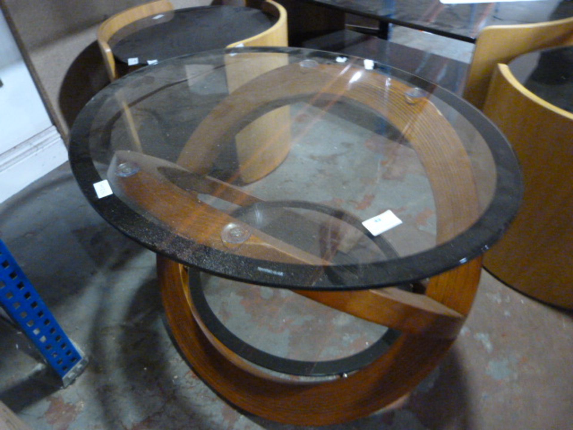 *Oval Glass Topped Coffee Table