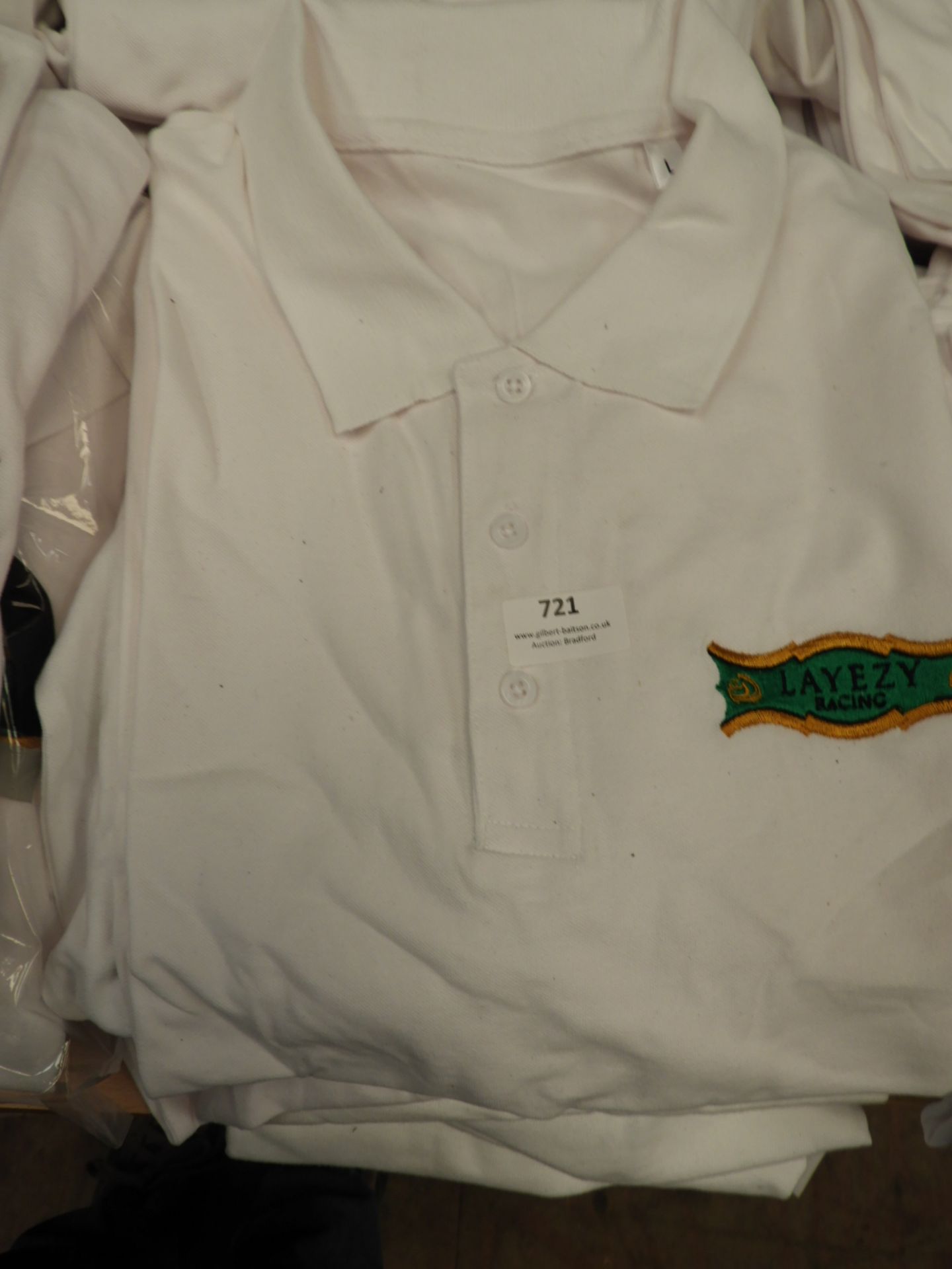 *10 White Polo Shirts with Embroidered Motifs (Various Sizes)