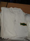 *10 White Polo Shirts with Embroidered Motifs (Various Sizes)