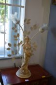 table Lamp Featuring an Classical Lady and Foliage