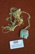 9ct Gold Chains and Pendants ~11g total plus Jade