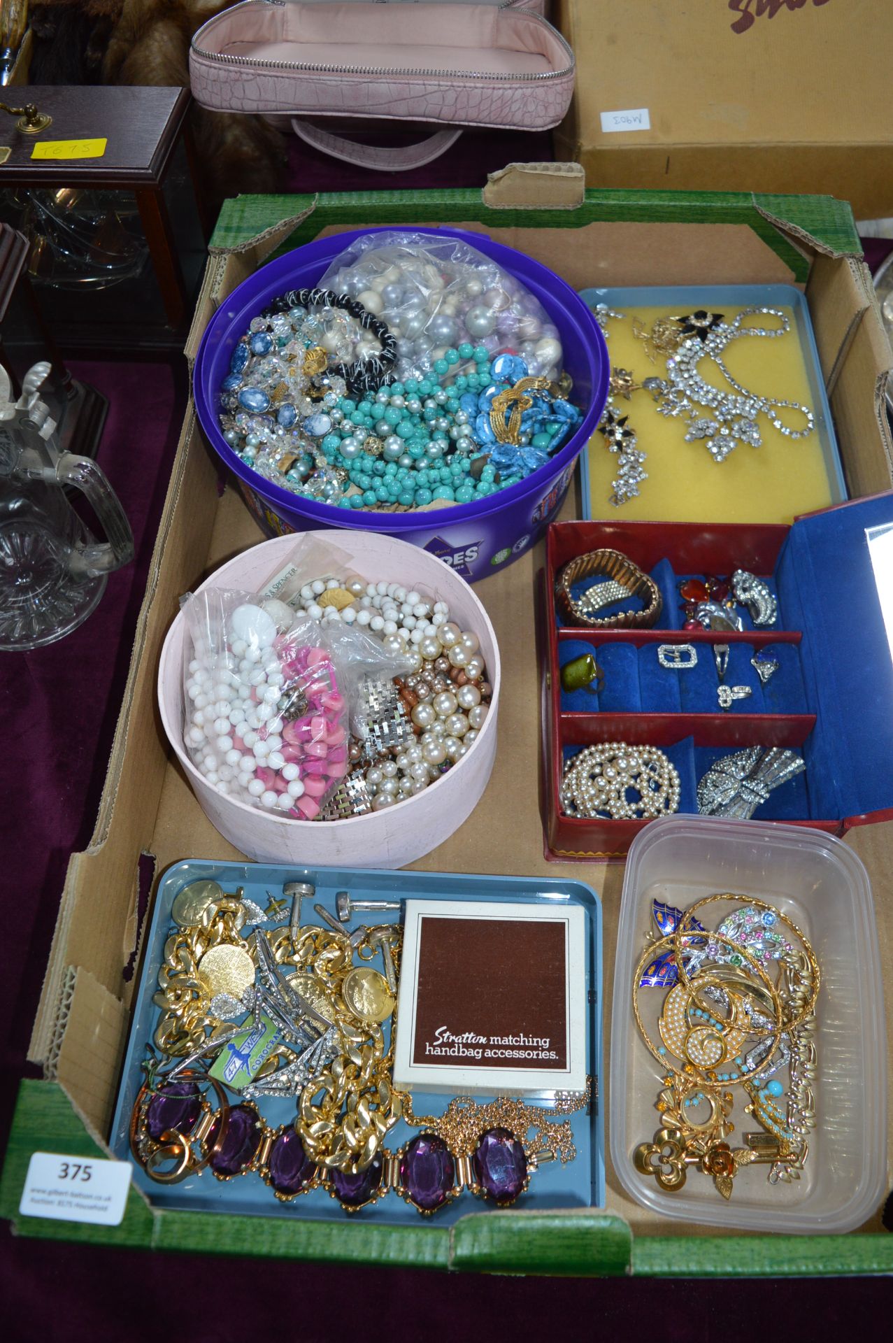 Tray Lot of Costume Jewellery; Brooches, Necklaces