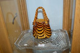 Murano Glass Handbag and a Crystal Glass Tray