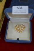 Mikimoto 750 Yellow Gold Japanese Cultured Pearl Brooch