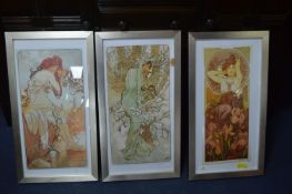 Three Framed Alphonse Mucha Prints