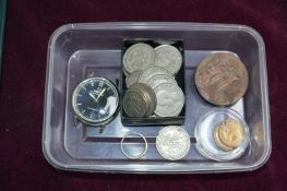 Assorted Coinage, Watch Parts, etc.
