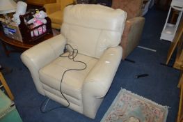 Cream Leather Electric Reclining Chair