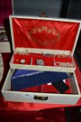 Vintage Jewellery Box and Contents of Costume Jew