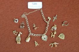 9ct Gold Charm Bracelet and 9ct Gold Charms