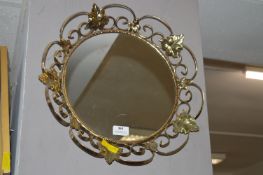 Retro Gilt & Metal Circular Wall Mirror