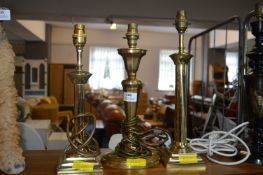 Three Brass Lamp Bases