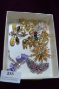 Costume Jewellery; Dragon & Butterfly Brooches, et