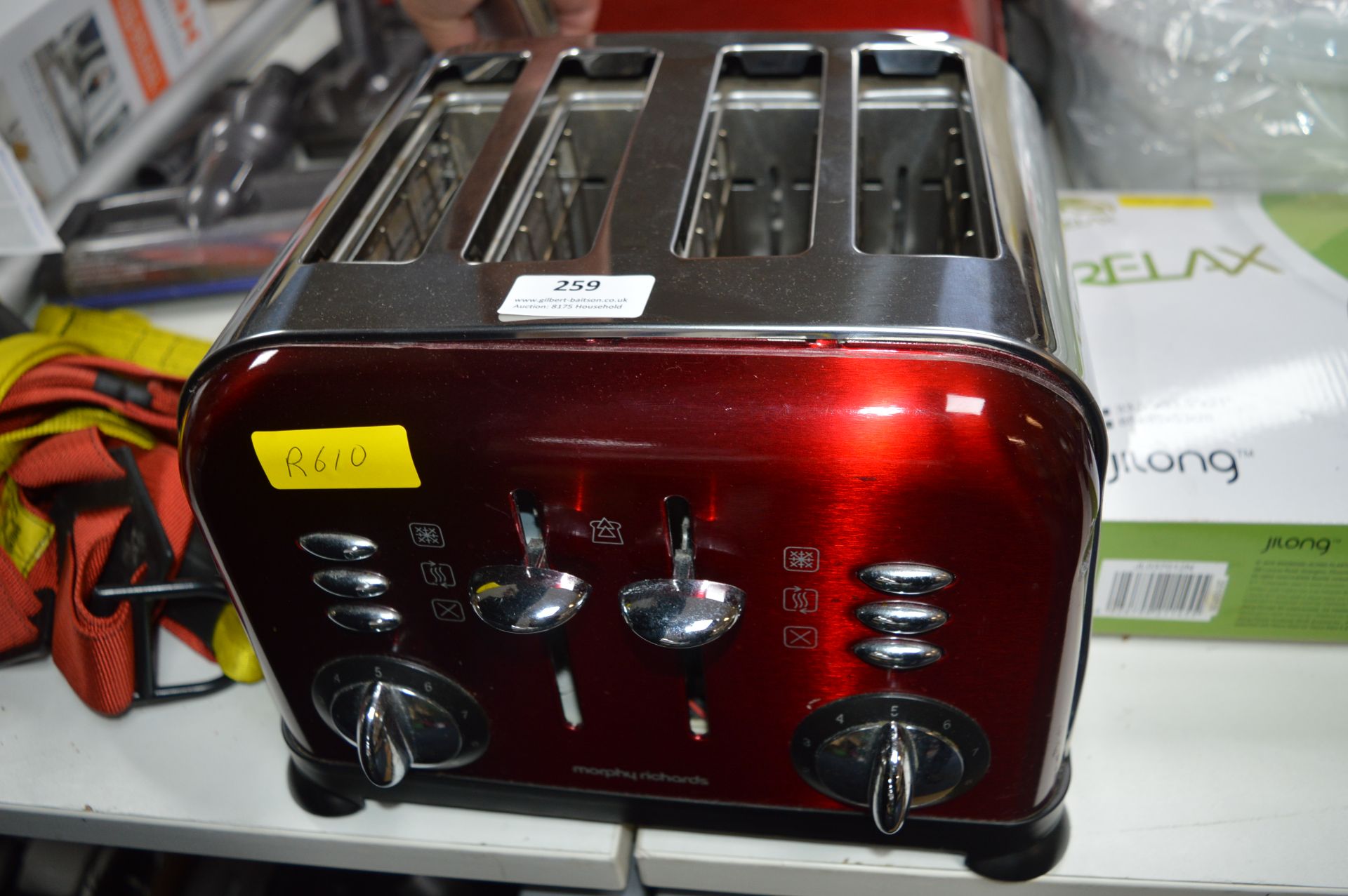 Red Morphy Richards Chrome Four Slice Toaster