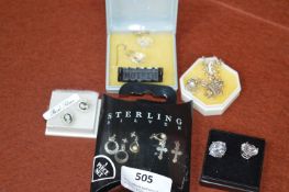 925 Sterling Silver Earrings, Charm Bracelet and C