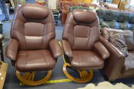 Pair of Brown Leather Swivel Chairs