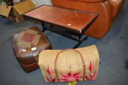 Retro Coffee Table, Pouffe, and a Basket