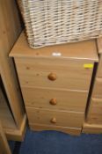 Three Drawer Pine Effect Bedside Chest