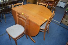 Teak Oval Drop Leaf Dining Table and Four Matching