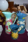 Three Floral Metal Jugs