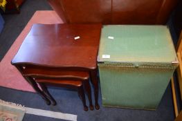Green Lloyd Loom Style Linen Bin and Contents plus