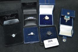 Six Boxed 925 Sterling Silver Rings