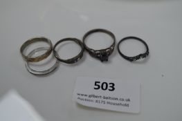 Five 925 Sterling Silver Rings