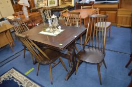 Ercol Drawer Leaf Dining Table and Four Ercol High Back Chairs