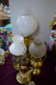 Two Oil Lamps and Three Electrified Oil Lamps