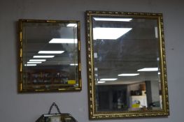 Two Gilt Framed Beveled Edge Wall Mirrors