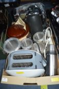 Kitchenware; Toaster, Storage Jars, etc.