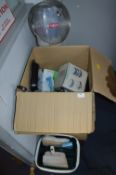 Box of Household Goods; Steam Irons, Kitchen Trays