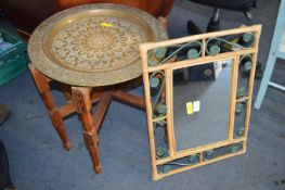 Brass Tray Table and a Bamboo Mirror