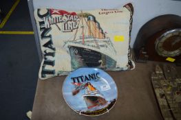 Titanic White Star Line Cushion and a Wall Plate