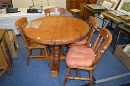 Circular Pine Extending Dining Table with Four Cha
