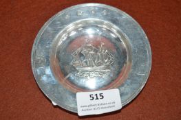 Hallmarked Sterling Silver Dish with Sailing Ship