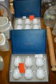 Two Sets of Royal Worcester Porcelain Chocolate Cu