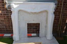 White Alabaster Fire Surround plus Marble Back and