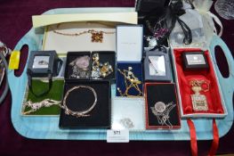 Tray Lot of Boxes Costume Jewellery, Brioches, Nec