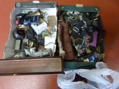 Two Boxes of Small Collectibles, Belts, Potpourri,
