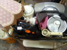 Miscellaneous Box; Kettle, CD Player, Lamp, Iron,