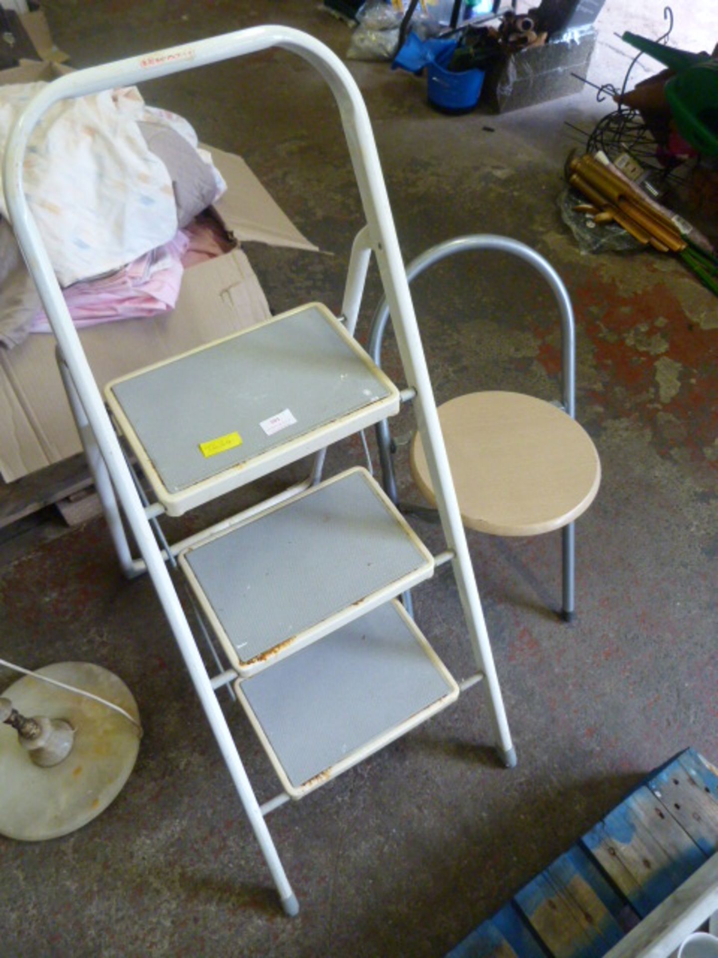 Three Tread Kitchen Steps and a Folding Stool