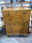 Five Drawer Walnut Chest of Drawers