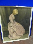 Retro Print of a Girl signed JPL 1963