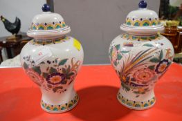 Pair of Ornate Hand Painted Urns Vilortette Aclied