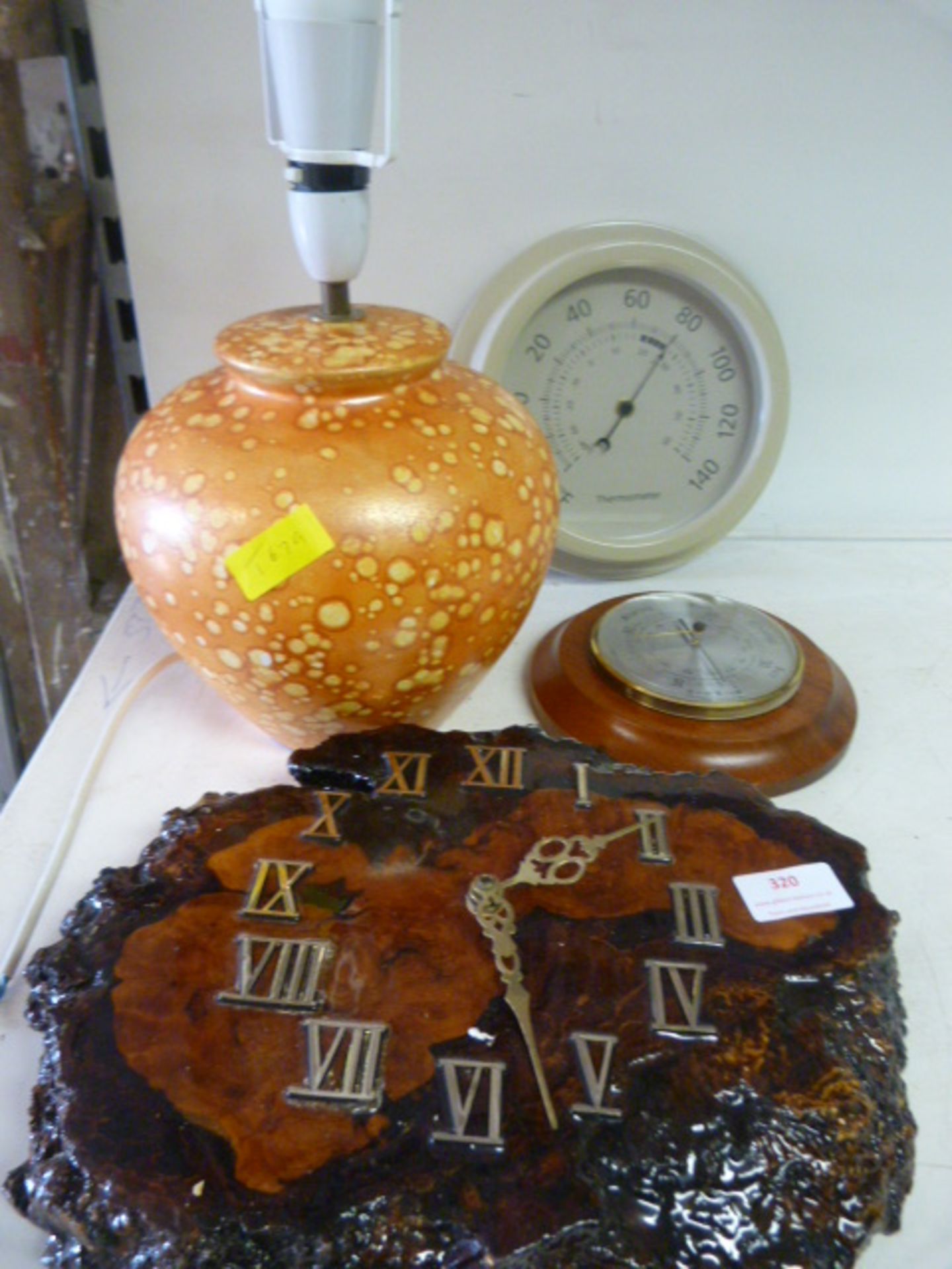 Clock, Table Lamp, Thermometer, and Barometer