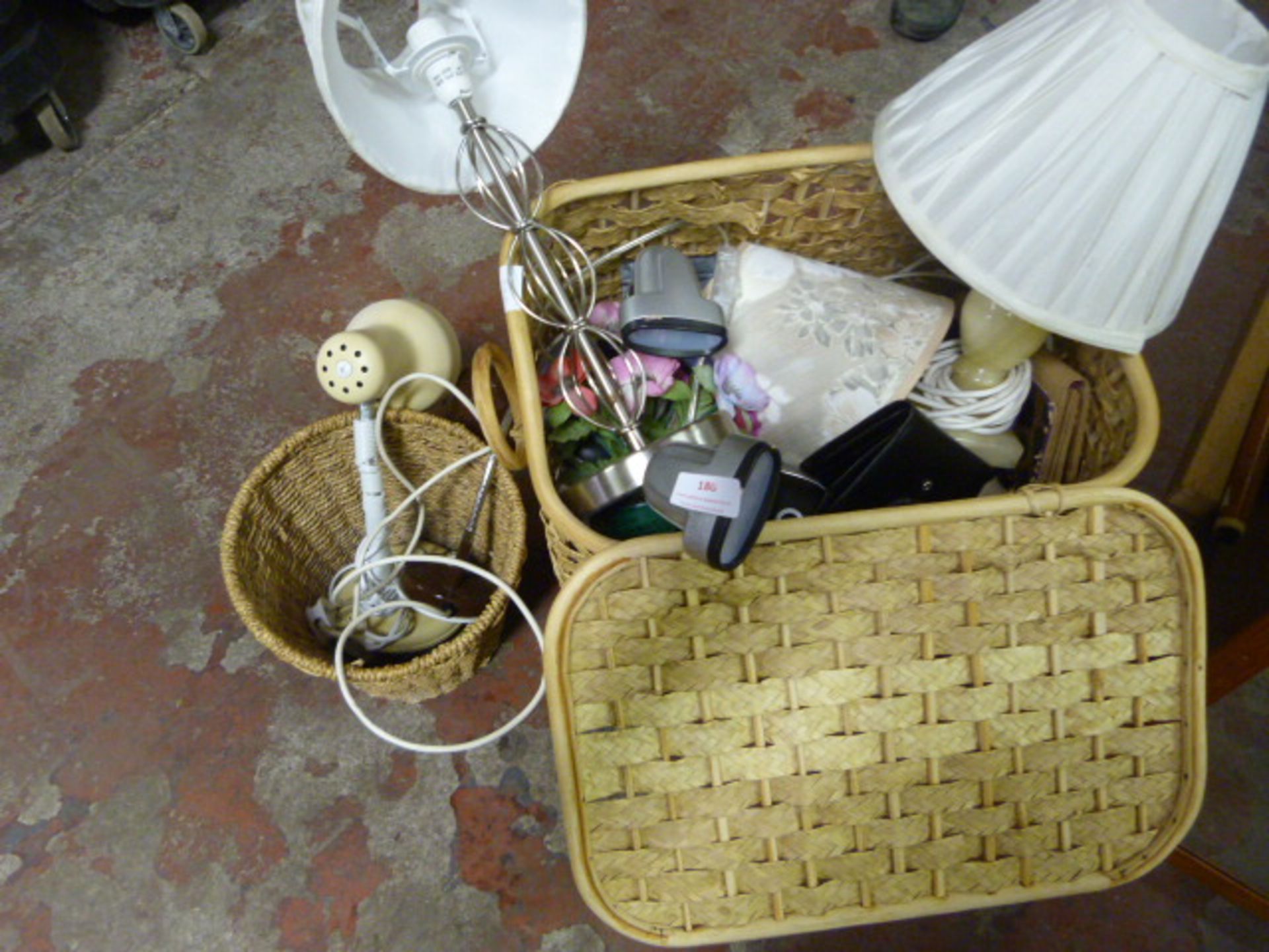 Basket of Table Lamps and Pottery, etc.