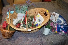 Wicker Basket Containing Christmas Decorations, Fl