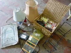 Mixed Lot; Basket, Wine Rack, Table Lamp, Glass Cl
