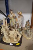 Two Lamonde Collection Clowns and Four Other Figur